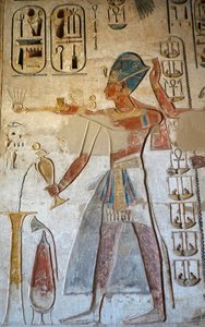 Faraó, Templo de Hórus, Edfu (fresco) de Egyptian Egyptian