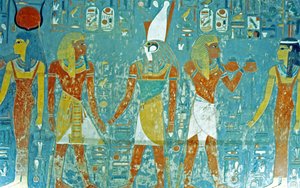 Vale dos Reis, Túmulo de Horemheb Faraó perante Osíris, Ísis, Ma