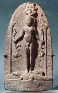Cepus, depenando, horus, como, um, criança, ficar, ligado, crocodilos, (pink, granito) de Egyptian Ptolemaic Period