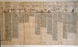 Antiguidade Egípcia: Papiro de um Livro dos Mortos. Período ptolemaico. Turim, Museu Egípcio - Antigo Egito: papiro do Livro dos Mortos. Período Ptolemaico. Museu Egípcio, Turim, Itália.