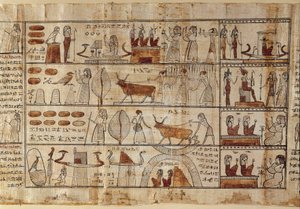 Antiquite egípcia: os campos Elysees. Pintura em papiro do Livro dos Mortos. Período ptolemaico Turim, museu egípcio - Antigo Egito: os campos Elísios. Pintura em papiro, do Livro dos Mortos. Período Ptolemaico. Museu Egípcio, Turim, It. de Egyptian Ptolemaic Period