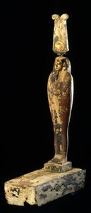 Figura de Ptah-Sokar-Osiris, 332-30 aC (madeira, policromada e ouro) de Egyptian Ptolemaic Period