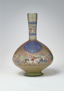 Esmaltado e Gilded Bottle, c.1270-99 (vidro) de Egyptian School