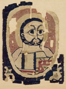 Fragmento de uma cabeça, copta (têxtil) de Egyptian School