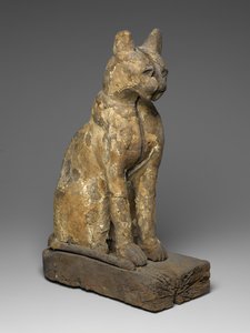 Grande figura de um gato (madeira, gesso e linho)