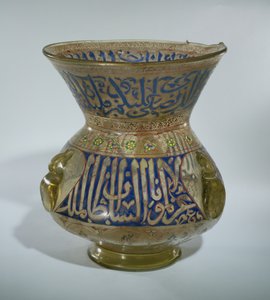 Lâmpada Mesquita em nome de al Malik al Nasu Muhammad, c.1300-1340 (vidro esmaltado)