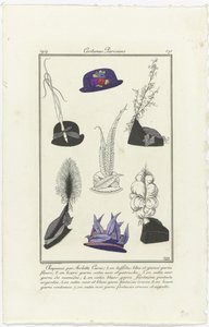 Acessórios
Journal des Dames et des Modes, Costumes Parisiens, 1914, No. 171: Chapéus de Arlett (...) de Eiger