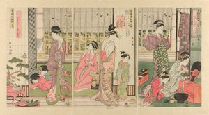 Chuva na manhã seguinte no bairro do prazer de Eishōsai Chōki