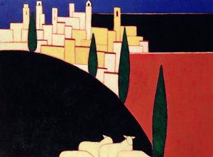 San Gimignano com ovelhas, 1999 (acrílico sobre papel)