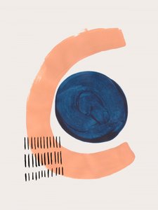 Abstrato Curvo em Tons de Pêssego e Azul