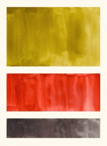 Blocos abstratos dourados e vermelhos de Ejaaz Haniff