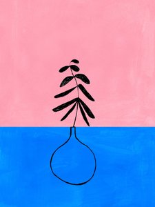 Planta minimalista rosa e azul de Ejaaz Haniff