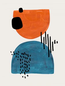 Formas abstratas em laranja e azul de Ejaaz Haniff