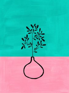 Vaso botânico rosa e azul-petróleo de Ejaaz Haniff
