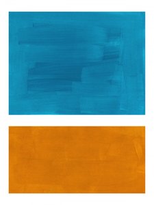 Blocos de cor azul-petróleo e laranja de Ejaaz Haniff