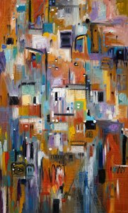 Paisagem urbana abstrata e vibrante
