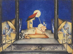 Cenário para a Ópera Bastien und Bastienne de W. A. Mozart, 1925 de Ekaterina Petrova Troitskaya