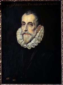 Retrato de Rodrigue Vazquez, Presidente do Conselho de Finanças e Pintura de Castela de Domenikos Theotokopoulos dit El Greco (1541-1614) Sol do século XVI. 0,66x0,4m. Madrid, Museu do Prado de El Greco
