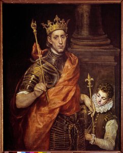 Retrato de Saint Louis (louis IX) com uma página (1214-1270) Pintura de Domenikos Theotokopoulos dit El Greco (1541-1614) Sol. 1,20 x 0,96 m de El Greco