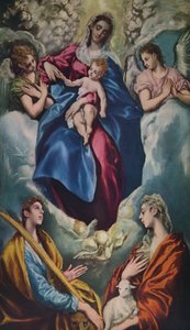 Madonna e criança com Santa Martina e Santa Agnes, 1597-1599 de El Greco