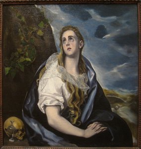Espanhol:  Magdalena penitente (El Greco, Worcester) A Madalena penitente de El Greco