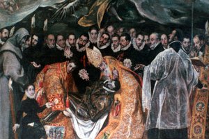 Detalhe do enterro do conde Orgaz, 1586-1588 de El Greco