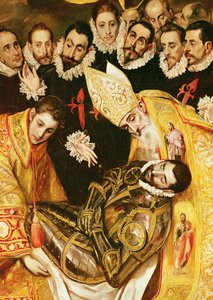 O Enterro do Conde Orgaz, detalhe do Conde com Santo Estevão e Santo Agostinho, 1586 (detalhe de 44240) de El Greco