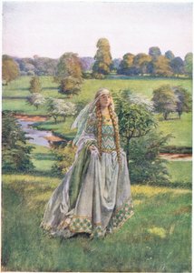 Guinevere: Em que ela o viu primeiro, quando Lancelot veio (litho)