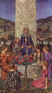 A nossa senhora canta Magnificat, Com tons que ultrapassam o doce (cor litho) de Eleanor Fortescue Brickdale