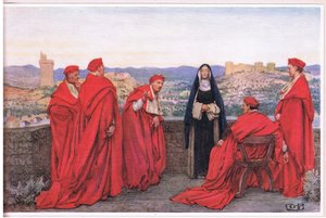Santa Catarina de Sena negociando com o Papa Gregório XI em nome dos Florentinos (litho)