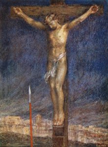 O Triunfo do Rei, "Está acabado" (lito colorido) de Eleanor Fortescue-Brickdale