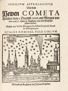 Um novo cometa visto de Augspurg, Alemanha, em 1º de dezembro de 1618, pub. 1618. de Elias Ehinger 1573 1653.