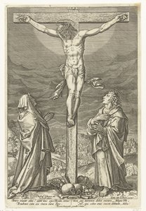 Cristo na cruz, com Maria e João Baptista
Paixão de Cristo (título da série) de Elias van den Bossche