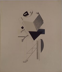 Cara forte. Estatueta para a ópera Vitória sobre o sol de A. Kruchenykh, 1920-1921 de Eliezer Markowich Lissitzky