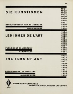 Página de rosto: Os Artismos. Os ismos de arte de El Lissitzky e Hans Arp, 1925. de Eliezer Markowich Lissitzky