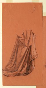 Desenho, Drapery (estudo para pintura a óleo, "Procissão de casamento" ou "A dança", 1872-79 de Elihu Vedder