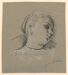 Desenho, Cabeça de uma rapariga italiana, ca. 1885 de Elihu Vedder