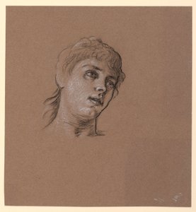 Desenho, Esboço de retrato de uma jovem rapariga, ca. 1885 de Elihu Vedder