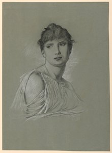 Desenho, Esboço de retrato de uma mulher jovem, ca. 1885 de Elihu Vedder