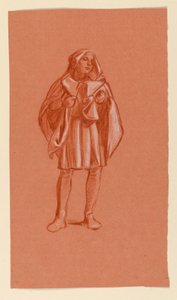 Desenho, Estudo de uma figura num traje com capuz, ca. 1885 de Elihu Vedder