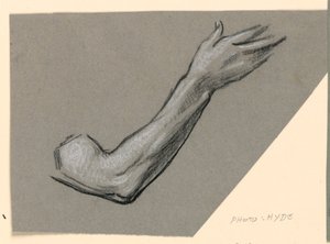 Desenho, pormenor de um braço, ca. 1885 de Elihu Vedder