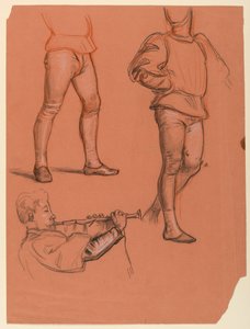 Desenho, pormenores de figuras masculinas, ca. 1885 de Elihu Vedder
