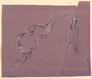 Desenho, estudos de panejamento para a figura "Fortuna", ca. 1877 de Elihu Vedder