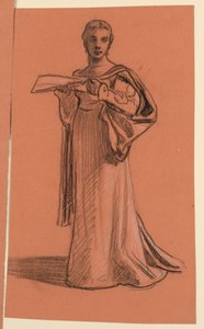 Desenho, estudo para figura em "Procissão de Casamento", ca. 1872 de Elihu Vedder