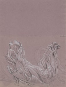 Estudos de figuras (recto); Estudo de Drapery (verso) de Elihu Vedder