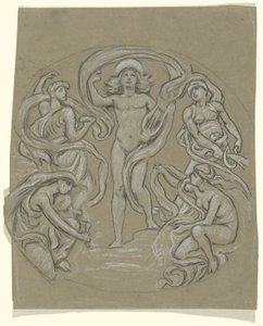 Estudo para o Círculo Central do Tecto de Huntington: Apollo e Assistentes de Elihu Vedder