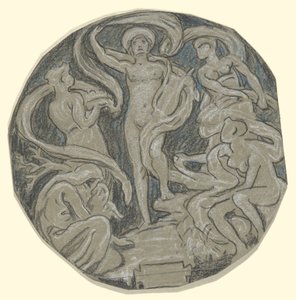 Estudo para Centre Circle of Huntington Ceiling; Apolo e atendentes de Elihu Vedder