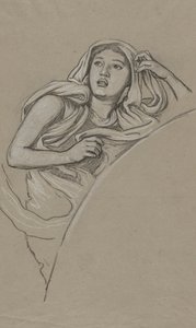 Estudo para Figura à direita de Luna de Elihu Vedder