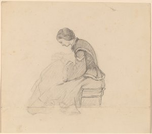 Estudo de uma menina lendo de Elihu Vedder