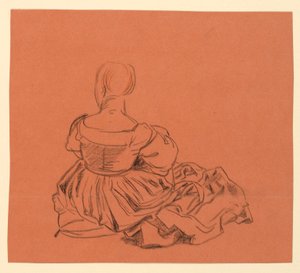 Estudo de uma mulher sentada em traje de Elihu Vedder